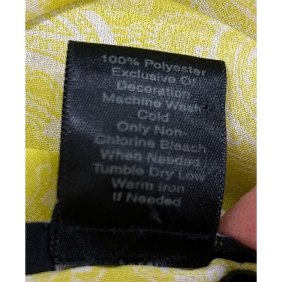 Ann Taylor Lemon Yellow and White Paisley Sheer V-Neck Tunic Blouse Cover Up - Picture 8 of 8